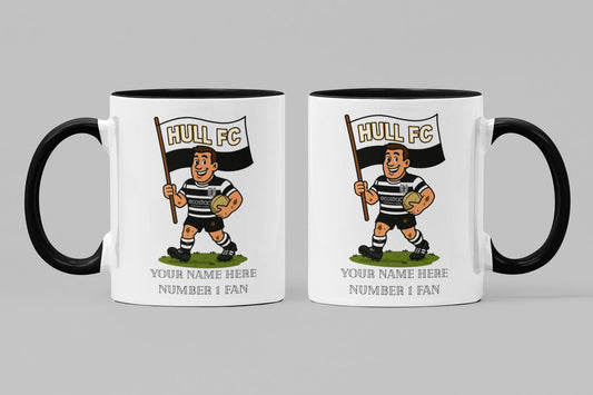 Hull FC Inspired 11oz Mug – Custom Name Rugby Cup – Dishwasher & Microwave Safe – Arrives Boxed