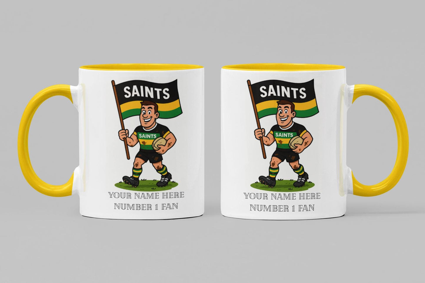 Northampton Saints Inspired 11oz Mug – Custom Name Rugby Cup – Dishwasher & Microwave Safe – Arrives Boxed