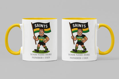 Northampton Saints Inspired 11oz Mug – Custom Name Rugby Cup – Dishwasher & Microwave Safe – Arrives Boxed