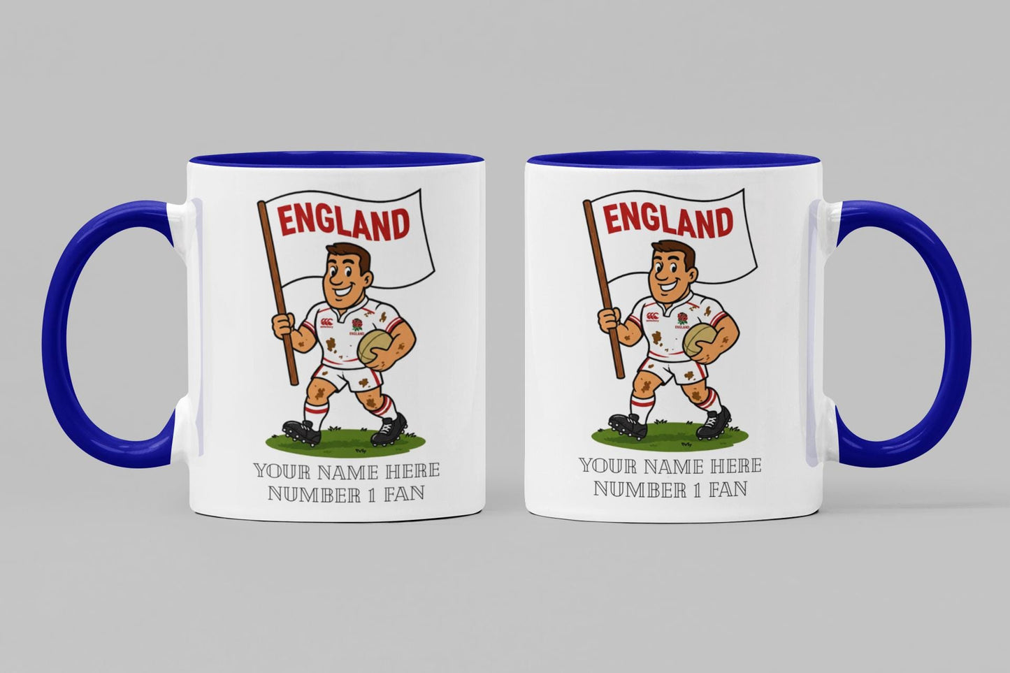 England Inspired 11oz Mug – Custom Name Rugby Cup – Dishwasher & Microwave Safe – Arrives Boxed