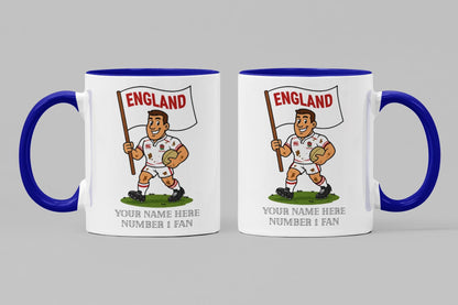 England Inspired 11oz Mug – Custom Name Rugby Cup – Dishwasher & Microwave Safe – Arrives Boxed