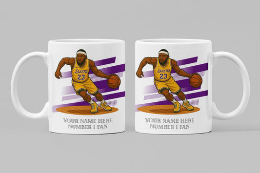 Personalised LA Lakers inspired Mug: Custom Name NBA Gift