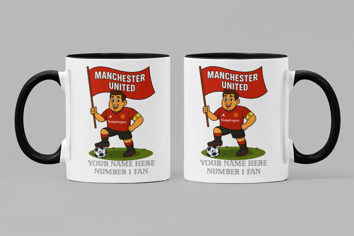 Personalised Manchester United Mug: Custom Football Gift, 3 Colours