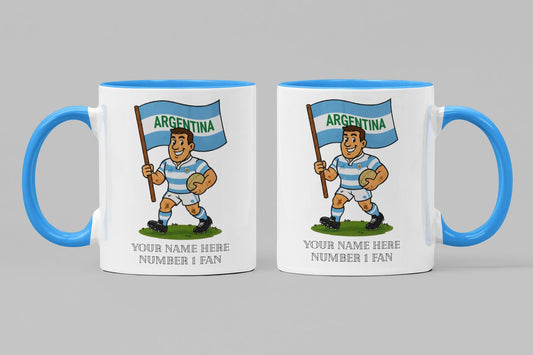 Argentina Inspired 11oz Mug – Custom Name Rugby Cup – Dishwasher & Microwave Safe – Arrives Boxed