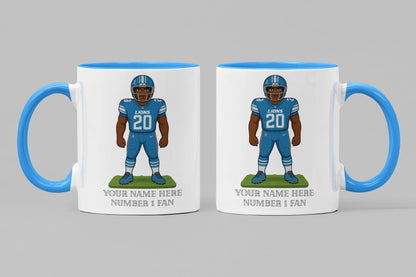 Personalised Detroit Lions inspired Mug: Custom Name NFL Gift