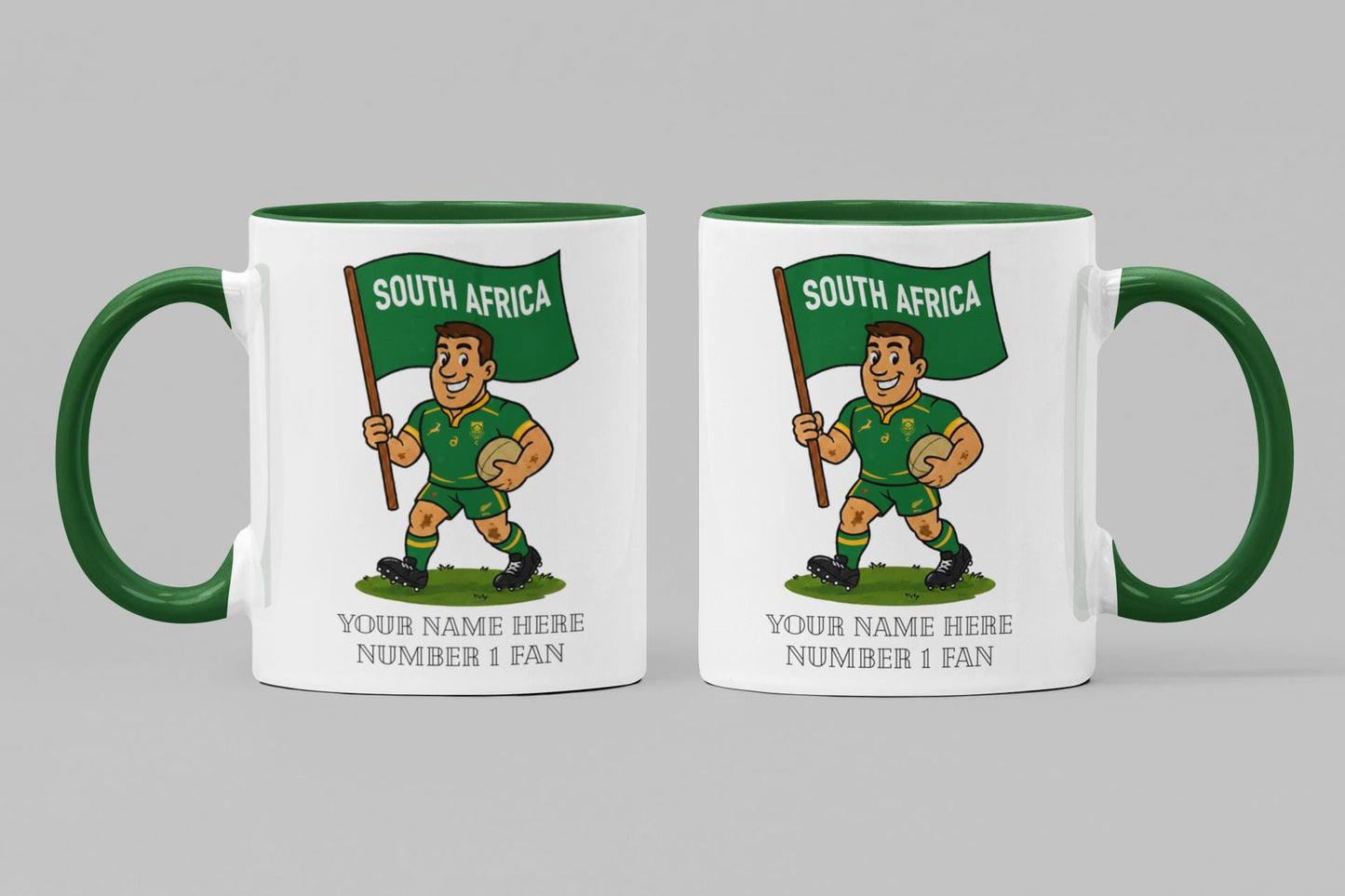 South Africa Inspired 11oz Mug – Custom Name Rugby Cup – Dishwasher & Microwave Safe – Arrives Boxed