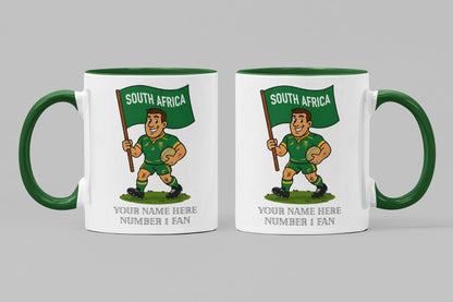 South Africa Inspired 11oz Mug – Custom Name Rugby Cup – Dishwasher & Microwave Safe – Arrives Boxed