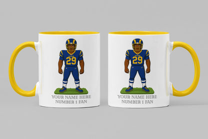 Personalized LA Rams Inspired Mug: Custom Name NFL Ceramic Cup