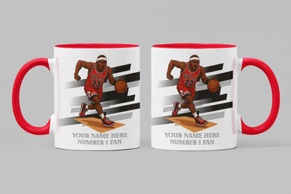 Personalised Chicago Bulls inspired Mug: Custom Name NBA Gift