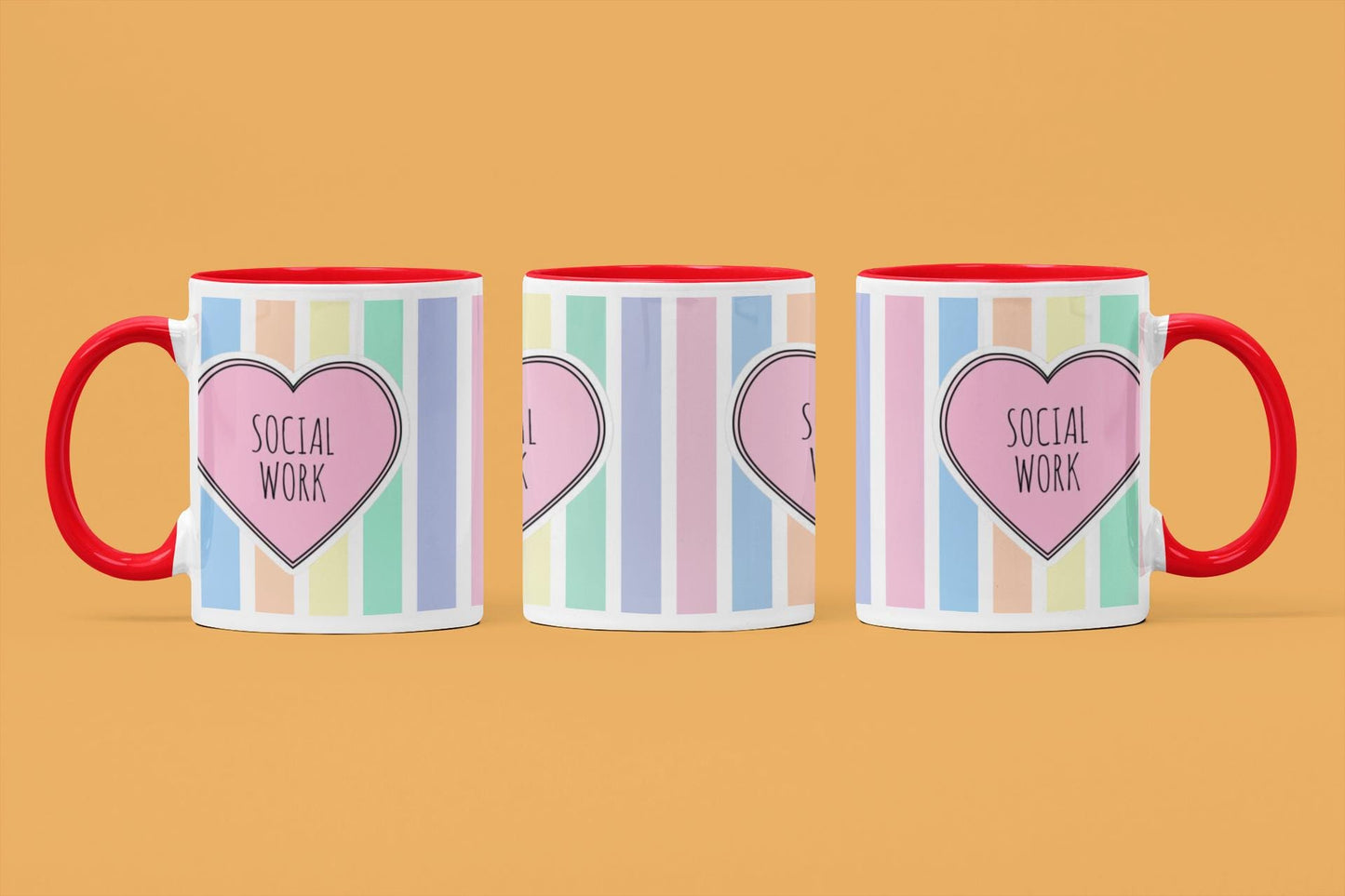Social Work Mug: Multi-Stripe Design, 11oz Ceramic Coffee Cup