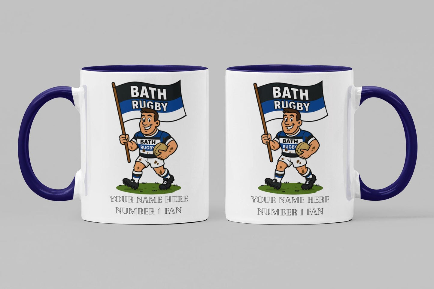 Bath Rugby Inspired 11oz Mug – Custom Name Rugby Cup – Dishwasher & Microwave Safe – Arrives Boxed