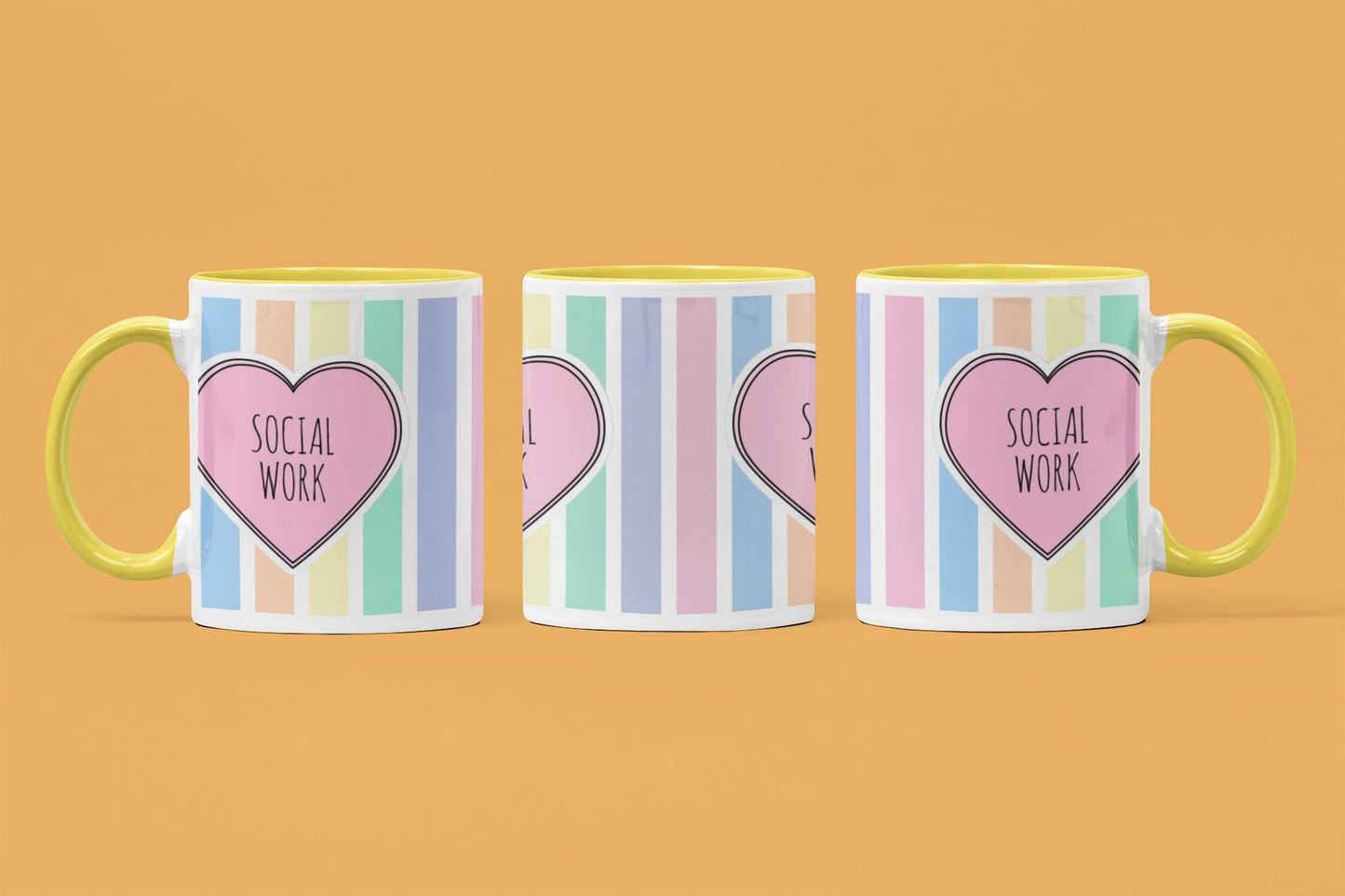 Social Work Mug: Multi-Stripe Design, 11oz Ceramic Coffee Cup