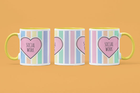 Social Work Mug: Multi-Stripe Design, 11oz Ceramic Coffee Cup