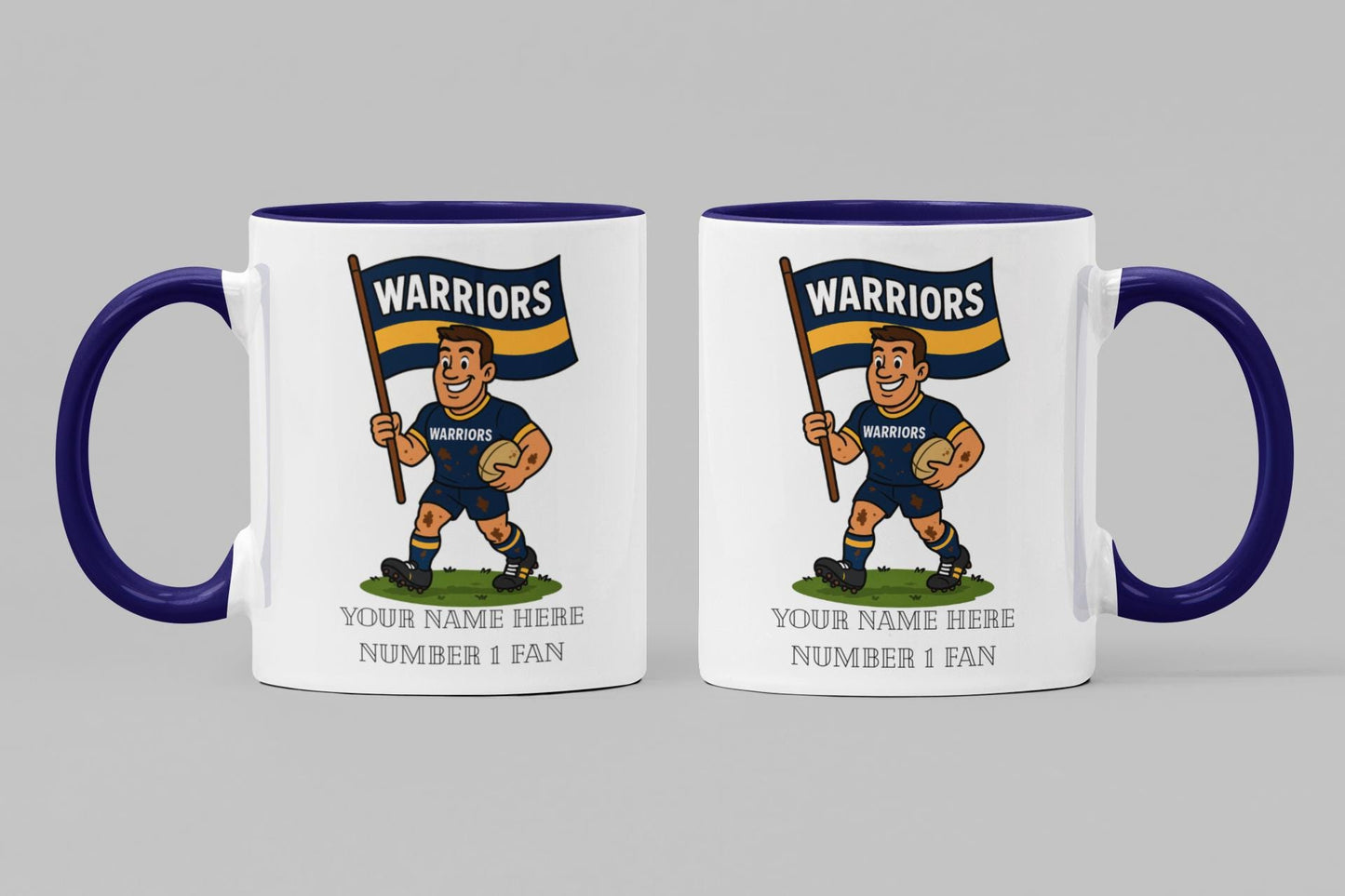 Worcester Warriors Inspired 11oz Mug – Custom Name Rugby Cup – Dishwasher & Microwave Safe – Arrives Boxed
