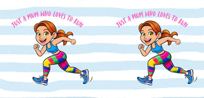 Running Mum Mug: Blue Stripe Ceramic Coffee Cup - Sporty Gift