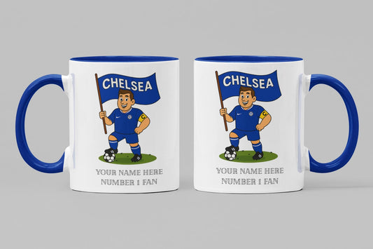 Personalised Chelsea Inspired Football Mug: Custom Ceramic Gift