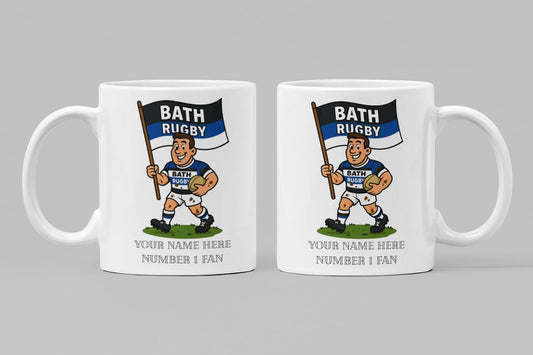 Bath Rugby Inspired 11oz Mug – Custom Name Rugby Cup – Dishwasher & Microwave Safe – Arrives Boxed