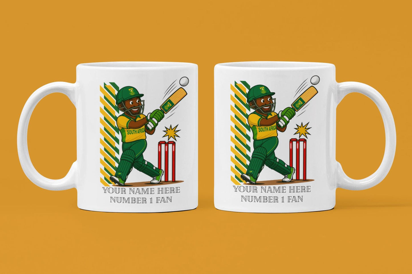 Personalised South Africa Cricket Ceramic Mug, Custom Fan Gift
