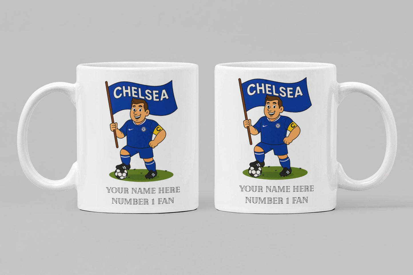 Personalised Chelsea Inspired Football Mug: Custom Ceramic Gift