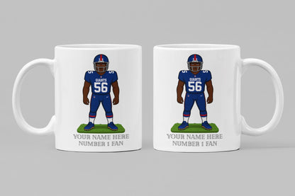 Personalized New York Giants Inspired Mug: Custom Name 11oz Ceramic Cup