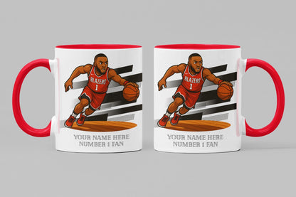 Personalised Portland Trail Blazers inspired Mug: Custom Name NBA Gift