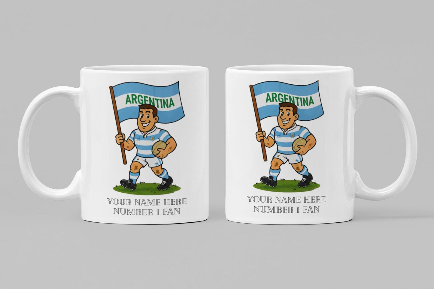 Argentina Inspired 11oz Mug – Custom Name Rugby Cup – Dishwasher & Microwave Safe – Arrives Boxed