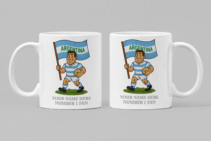 Argentina Inspired 11oz Mug – Custom Name Rugby Cup – Dishwasher & Microwave Safe – Arrives Boxed