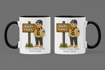 Personalised Away Days Football Mug: Ceramic Gift Mug Watford/Partick Thistle inspired