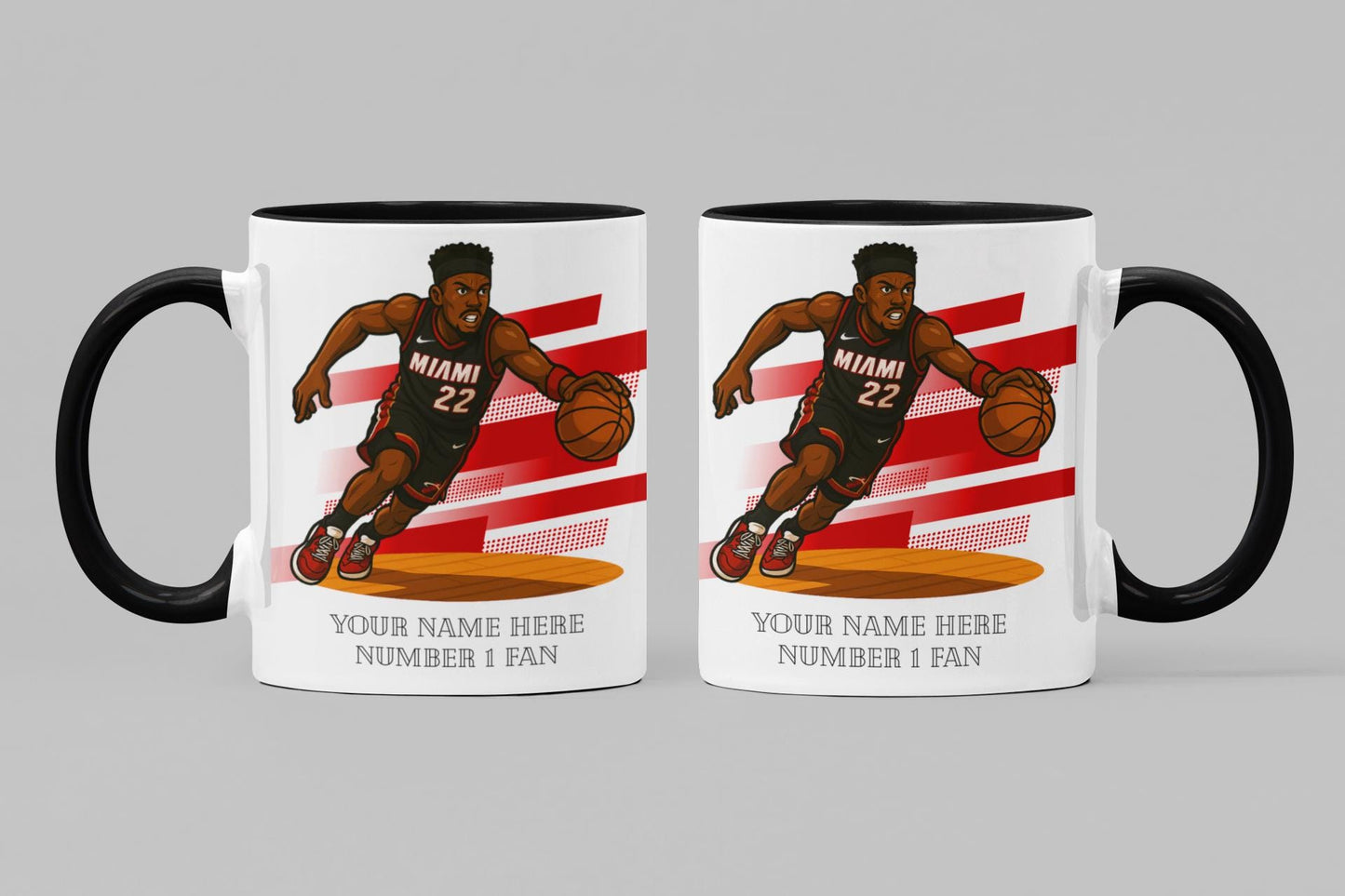 Personalised Miami Heat inspired Mug: Custom Name NBA Gift