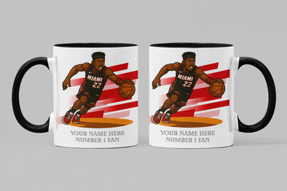 Personalised Miami Heat inspired Mug: Custom Name NBA Gift