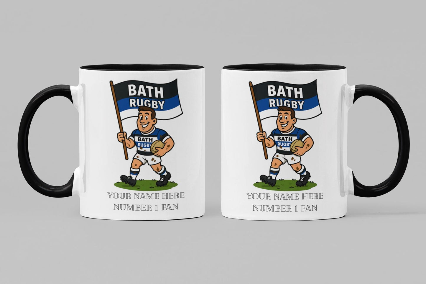 Bath Rugby Inspired 11oz Mug – Custom Name Rugby Cup – Dishwasher & Microwave Safe – Arrives Boxed
