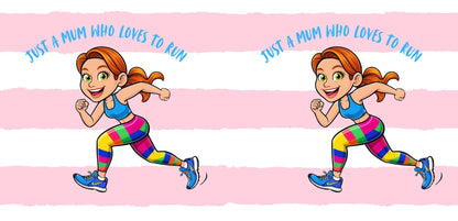 Running Mum Mug: Pink Stripe Ceramic Mug - Gift for Sporty Mums