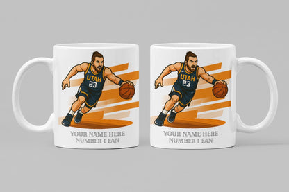 Personalised Utah Jazz inspired Mug: Custom Name NBA Gift