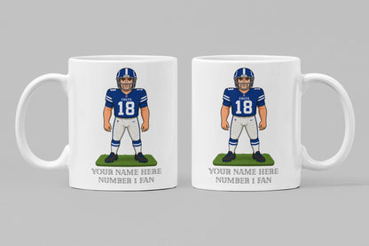 Personalised Indianapolis Colts inspired Mug: Custom Name NFL Gift