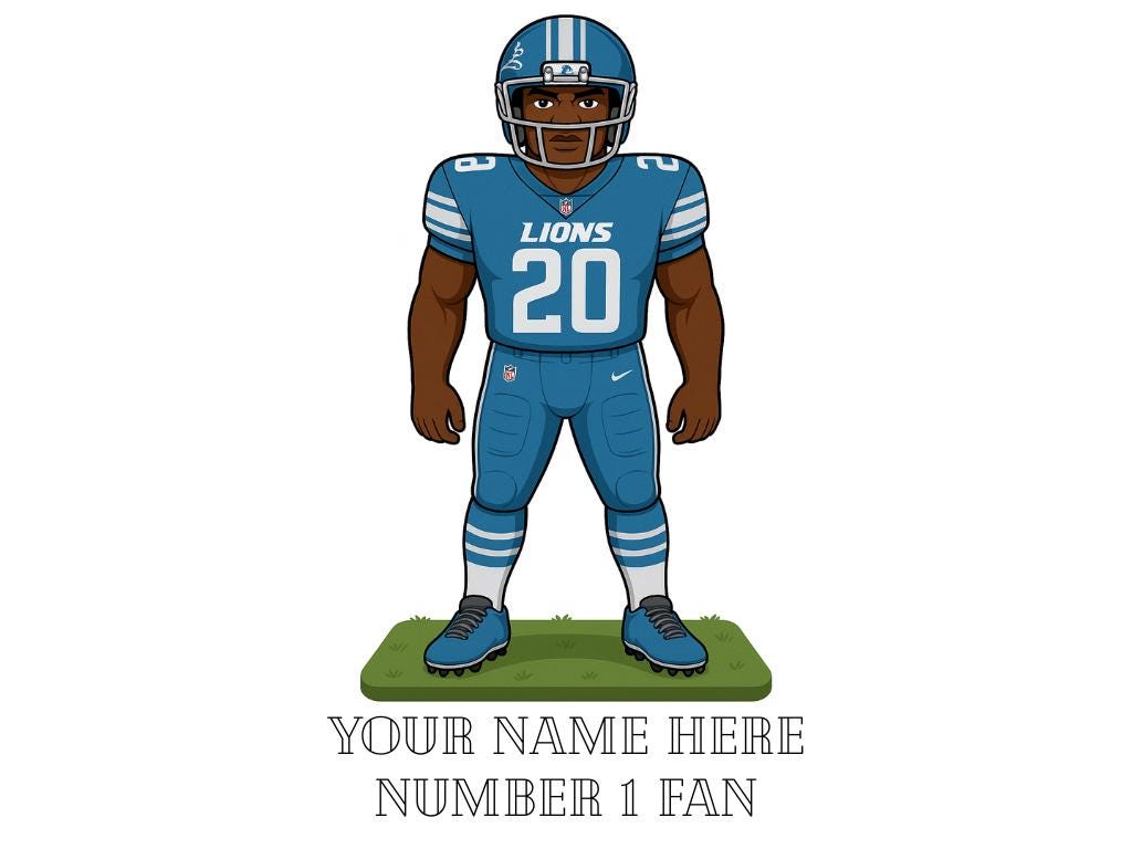 Personalised Detroit Lions inspired Mug: Custom Name NFL Gift