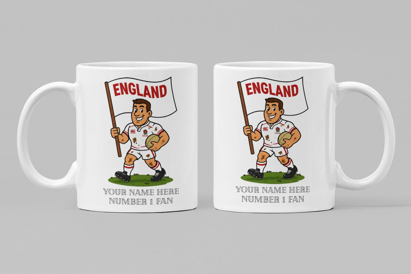 England Inspired 11oz Mug – Custom Name Rugby Cup – Dishwasher & Microwave Safe – Arrives Boxed