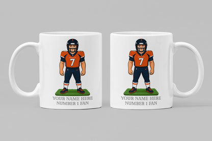 Personalised Denver Broncos inspired Mug: Custom Name NFL Gift