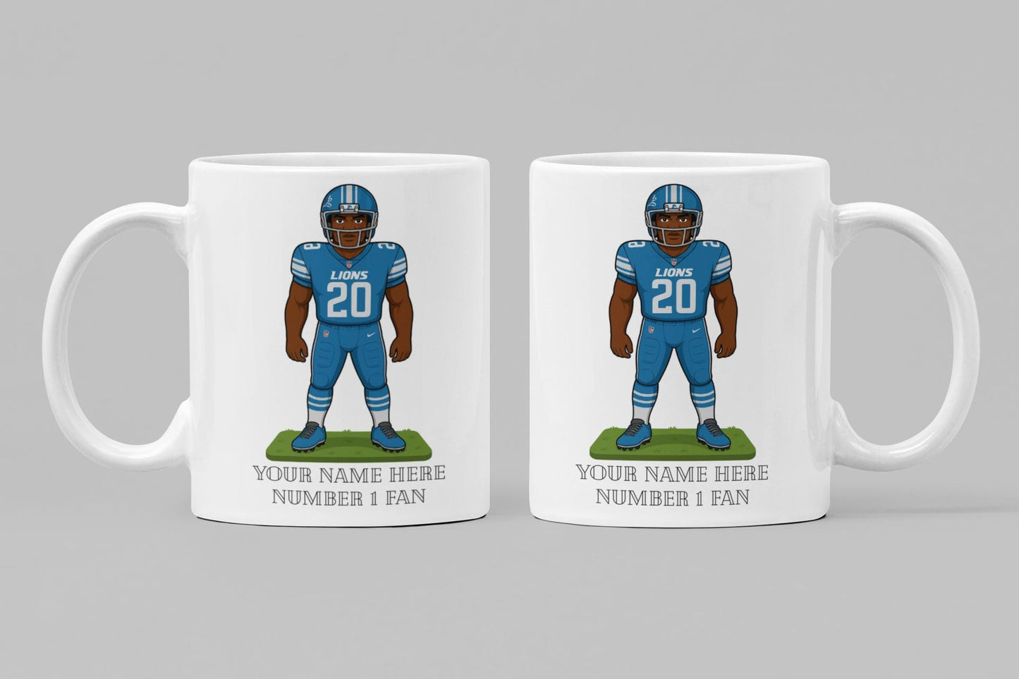 Personalised Detroit Lions inspired Mug: Custom Name NFL Gift