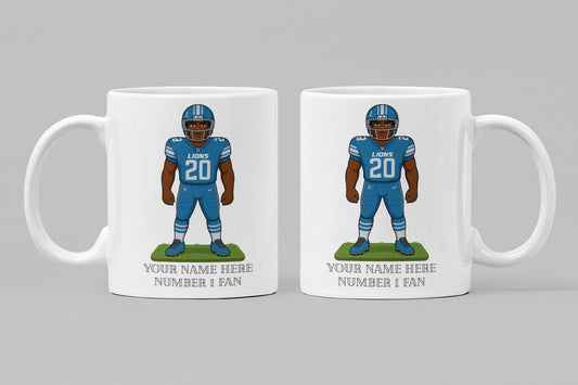 Personalised Detroit Lions inspired Mug: Custom Name NFL Gift