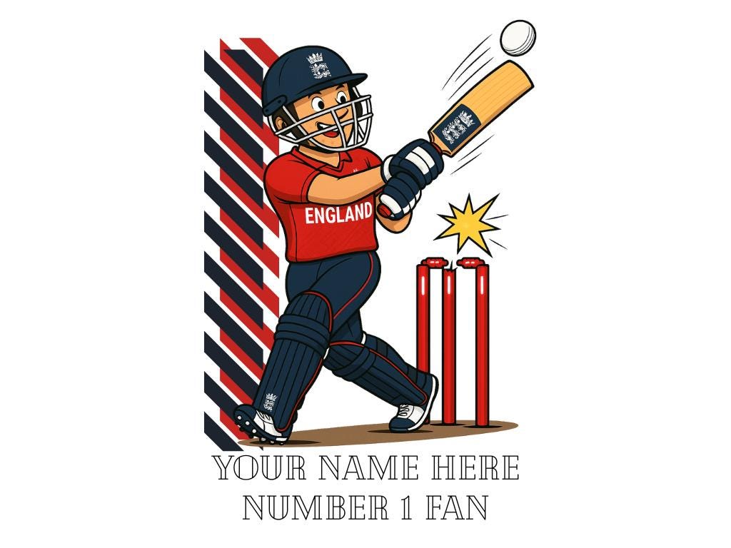 Personalized England Cricket Mug, T20 Fan Gift