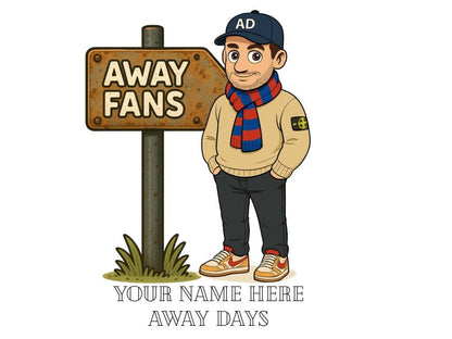 Personalised Away Days Football Mug: Ceramic Gift Mug Crystal Palace/Barcelona Blue/Red inspired