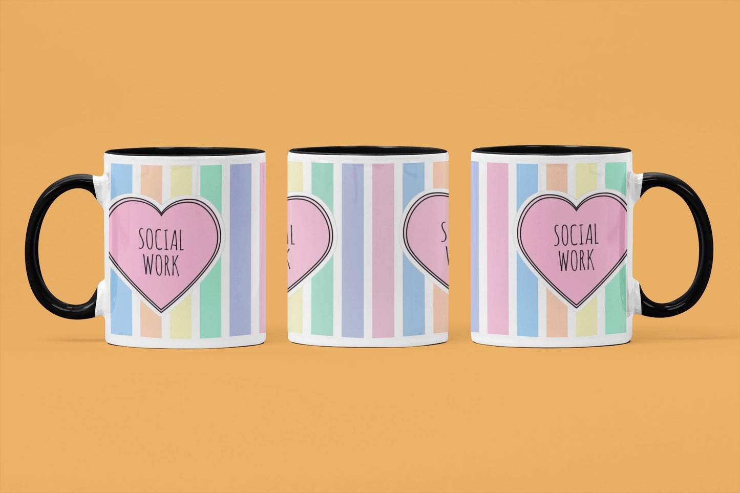Social Work Mug: Multi-Stripe Design, 11oz Ceramic Coffee Cup
