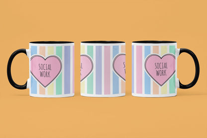 Social Work Mug: Multi-Stripe Design, 11oz Ceramic Coffee Cup