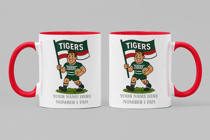 Leicester Tigers Inspired 11oz Mug – Custom Name Rugby Cup – Dishwasher & Microwave Safe – Arrives Boxed