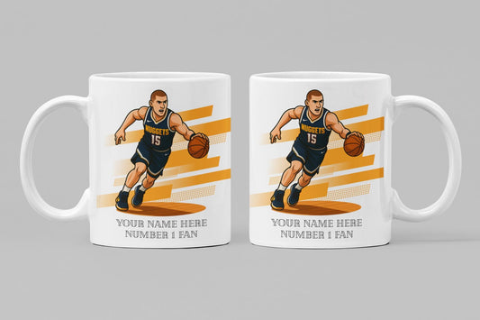 Personalised Denver Nuggets inspired Mug: Custom Name NBA Gift