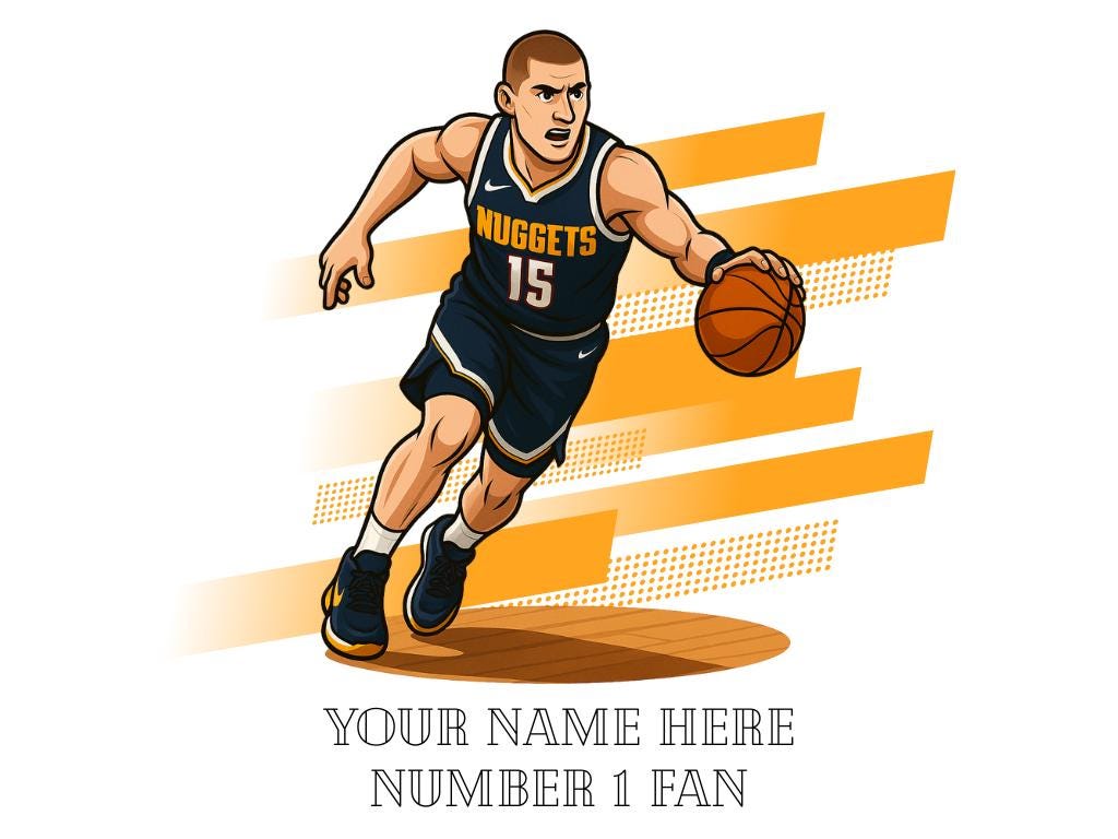 Personalised Denver Nuggets inspired Mug: Custom Name NBA Gift