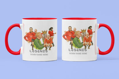 Personalised Manchester United Legends Inspired Football Mug: Custom Ceramic Gift
