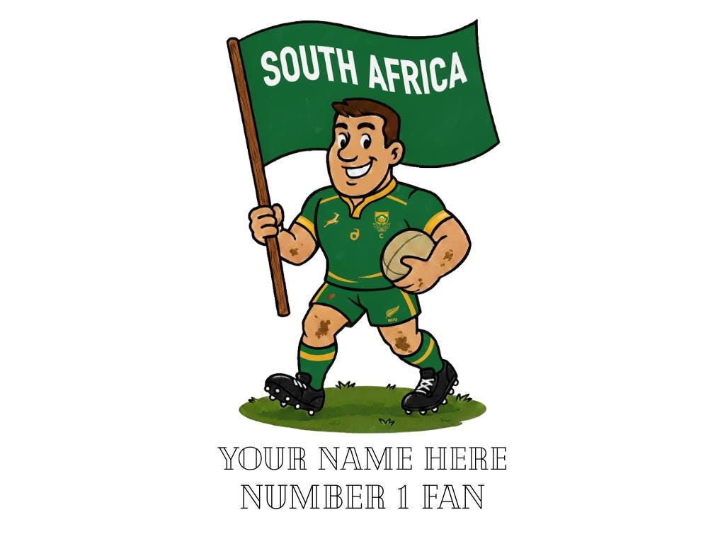 South Africa Inspired 11oz Mug – Custom Name Rugby Cup – Dishwasher & Microwave Safe – Arrives Boxed
