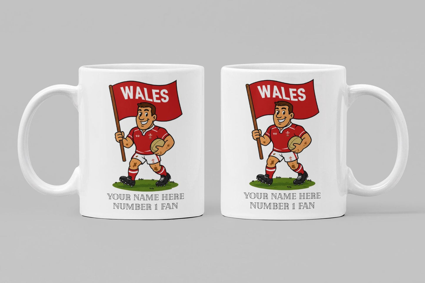 Wales Inspired 11oz Mug – Custom Name Rugby Cup – Dishwasher & Microwave Safe – Arrives Boxed
