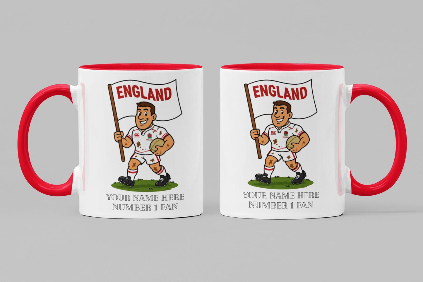 England Inspired 11oz Mug – Custom Name Rugby Cup – Dishwasher & Microwave Safe – Arrives Boxed